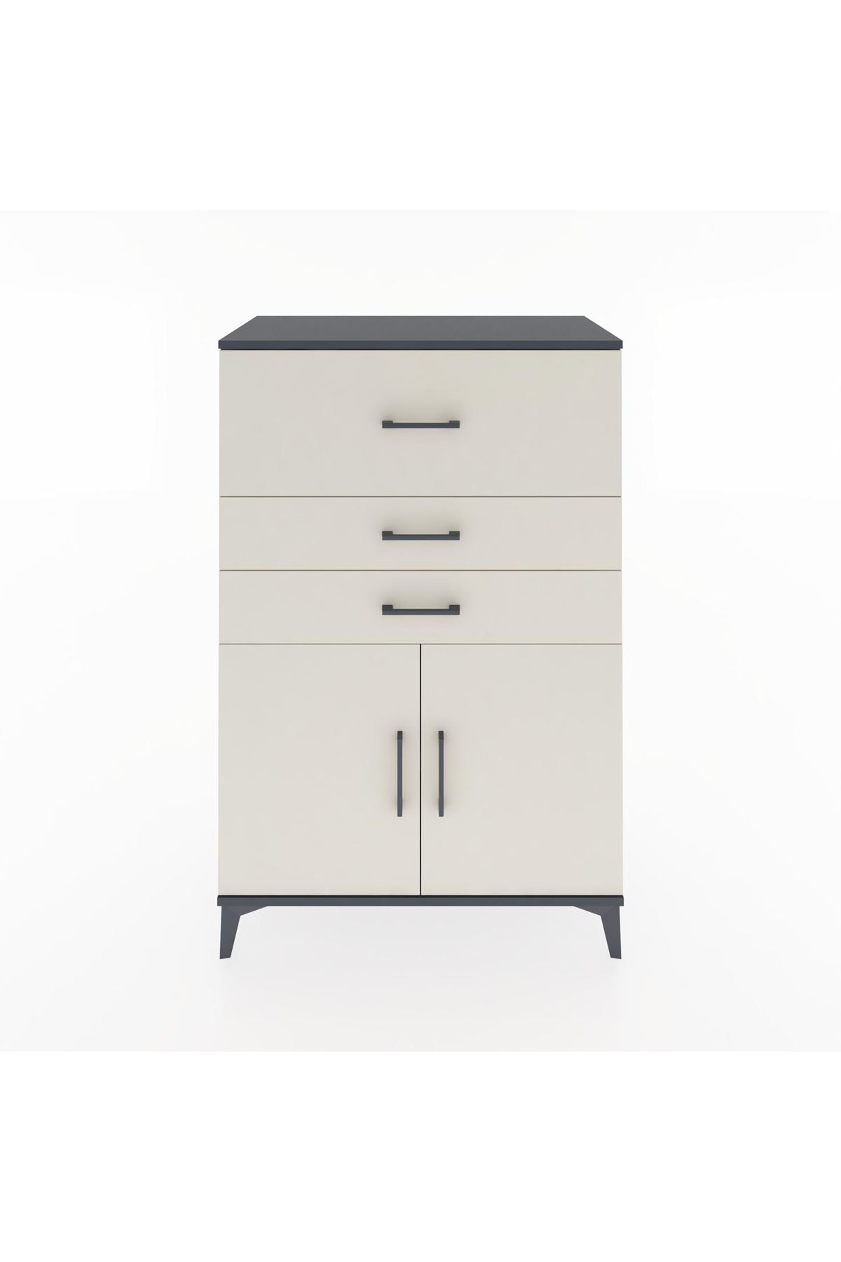Hyperion Dolap Tek Raflı 3 Çekmeceli 2 Kapaklı 88x44x134 - S51M024V4B
