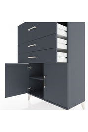 Hyperion Dolap Tek Raflı 3 Çekmeceli 2 Kapaklı 88x44x134 Antrasit-Antrasit