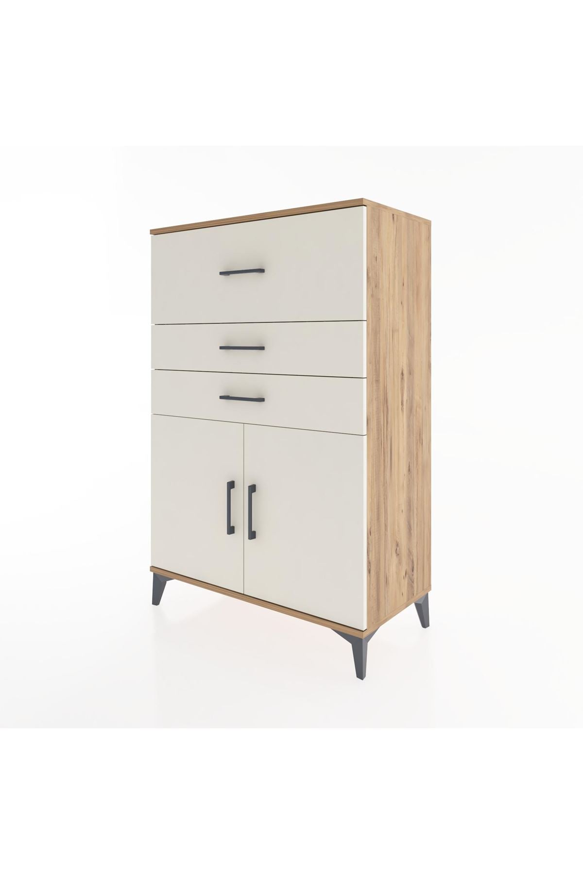 Hyperion Dolap Tek Raflı 3 Çekmeceli 2 Kapaklı 88x44x134 - S51M024V7B
