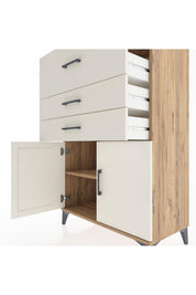 Hyperion Dolap Tek Raflı 3 Çekmeceli 2 Kapaklı 88x44x134 - S51M024V7B