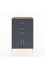 Hyperion Dolap Tek Raflı 3 Çekmeceli 2 Kapaklı 88x44x134 Çam-Antrasit