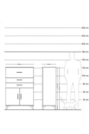 Hyperion Dolap Tek Raflı 3 Çekmeceli 2 Kapaklı 88x44x134 Çam-Antrasit