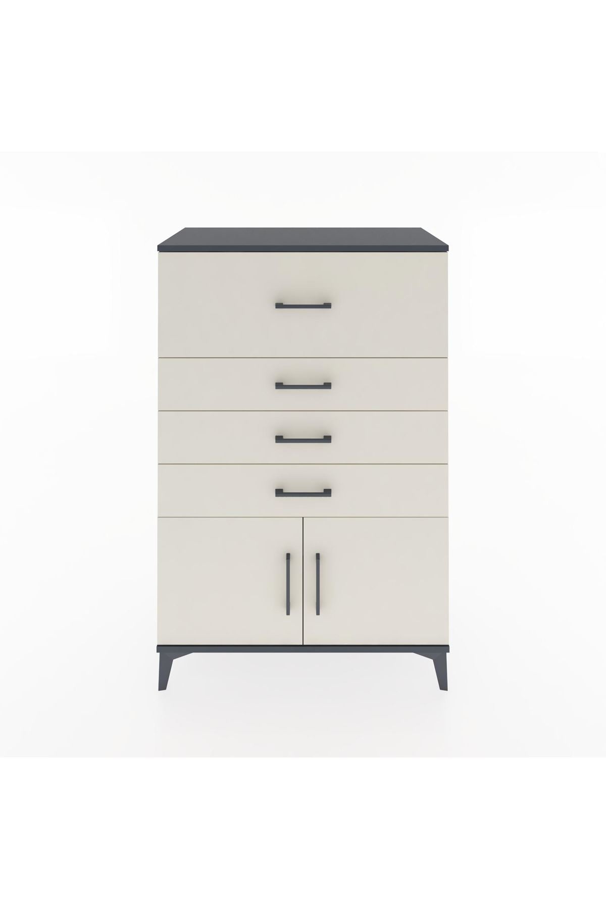 Hyperion Dolap 4 Çekmeceli 2 Kapaklı 88x44x134 Antrasit-Aytaşı