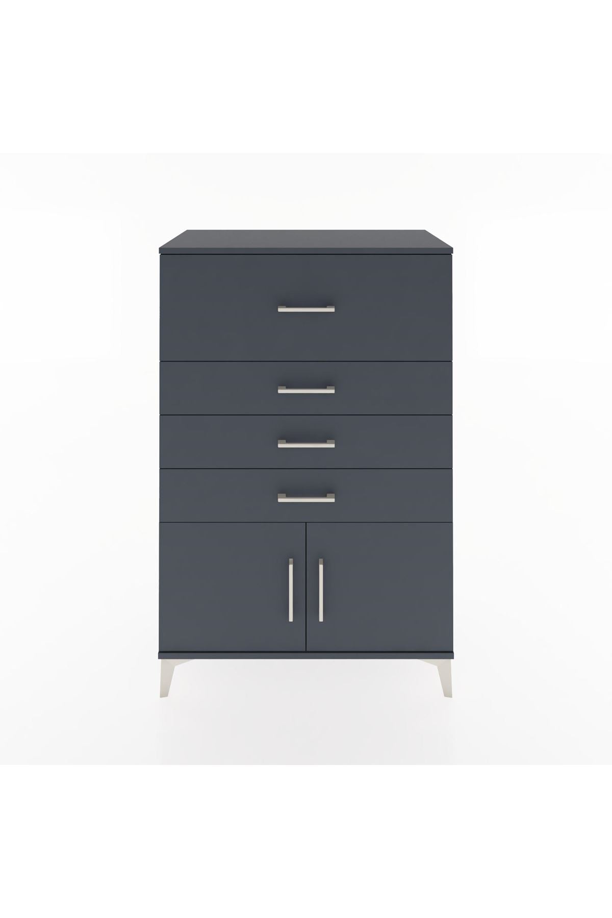 Hyperion Dolap 4 Çekmeceli 2 Kapaklı 88x44x134 Antrasit-Antrasit