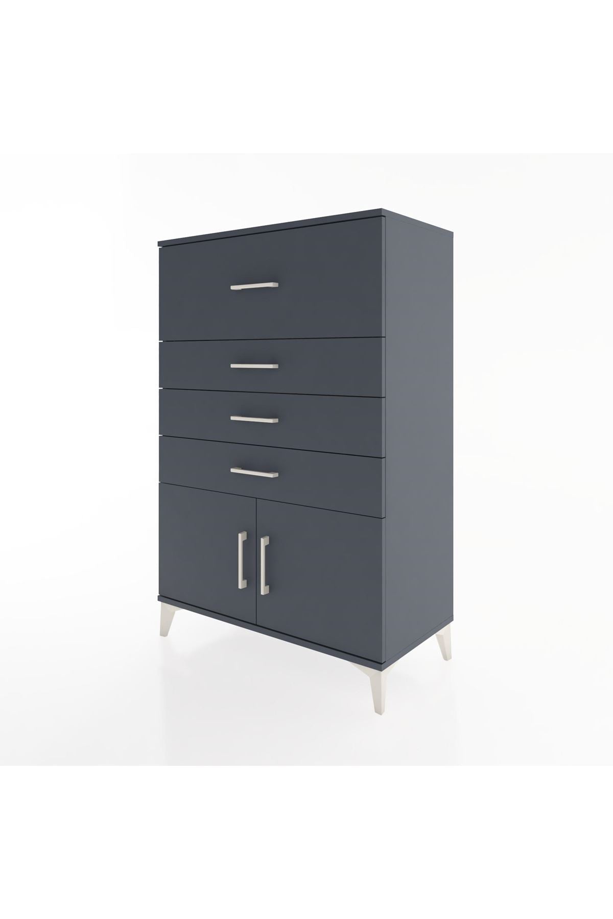 Hyperion Dolap 4 Çekmeceli 2 Kapaklı 88x44x134 Antrasit-Antrasit