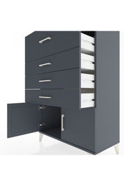 Hyperion Dolap 4 Çekmeceli 2 Kapaklı 88x44x134 Antrasit-Antrasit