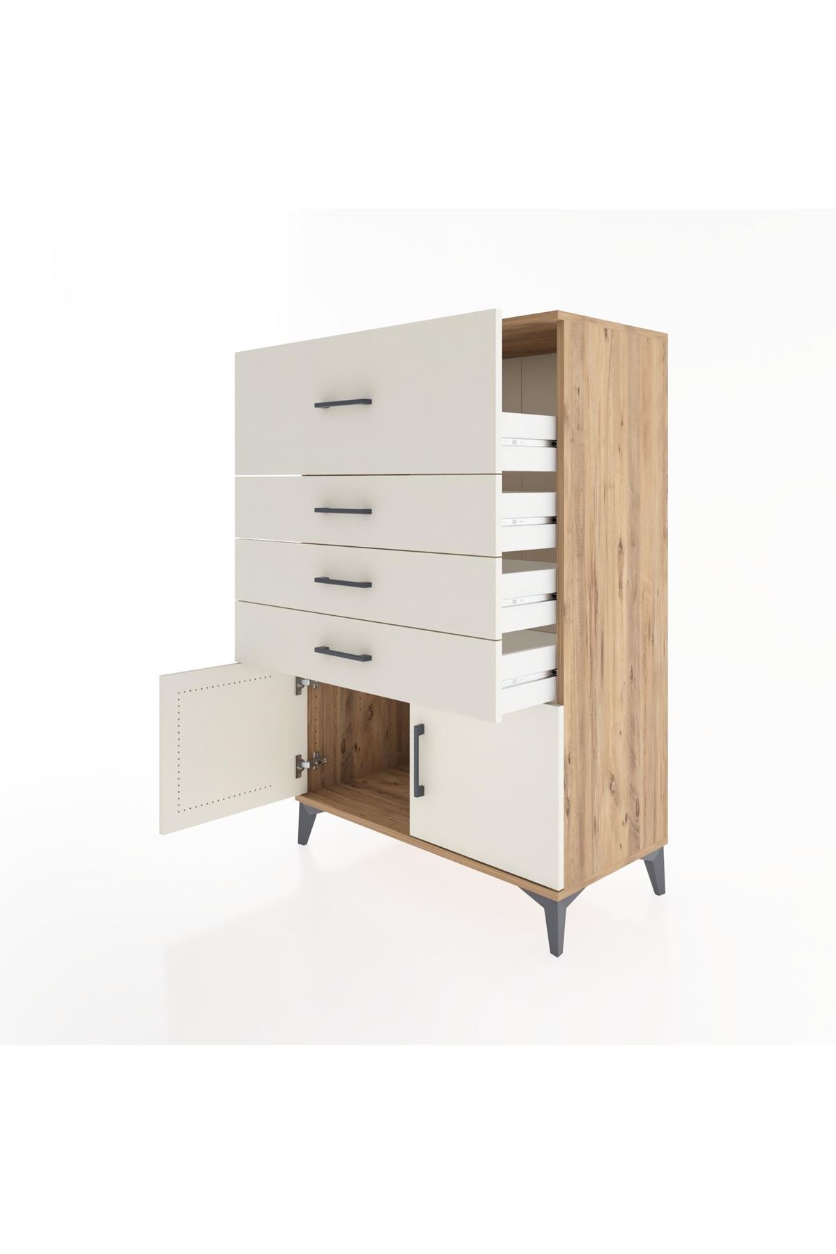 Hyperion Dolap 4 Çekmeceli 2 Kapaklı 88x44x134 Çam-Aytaşı