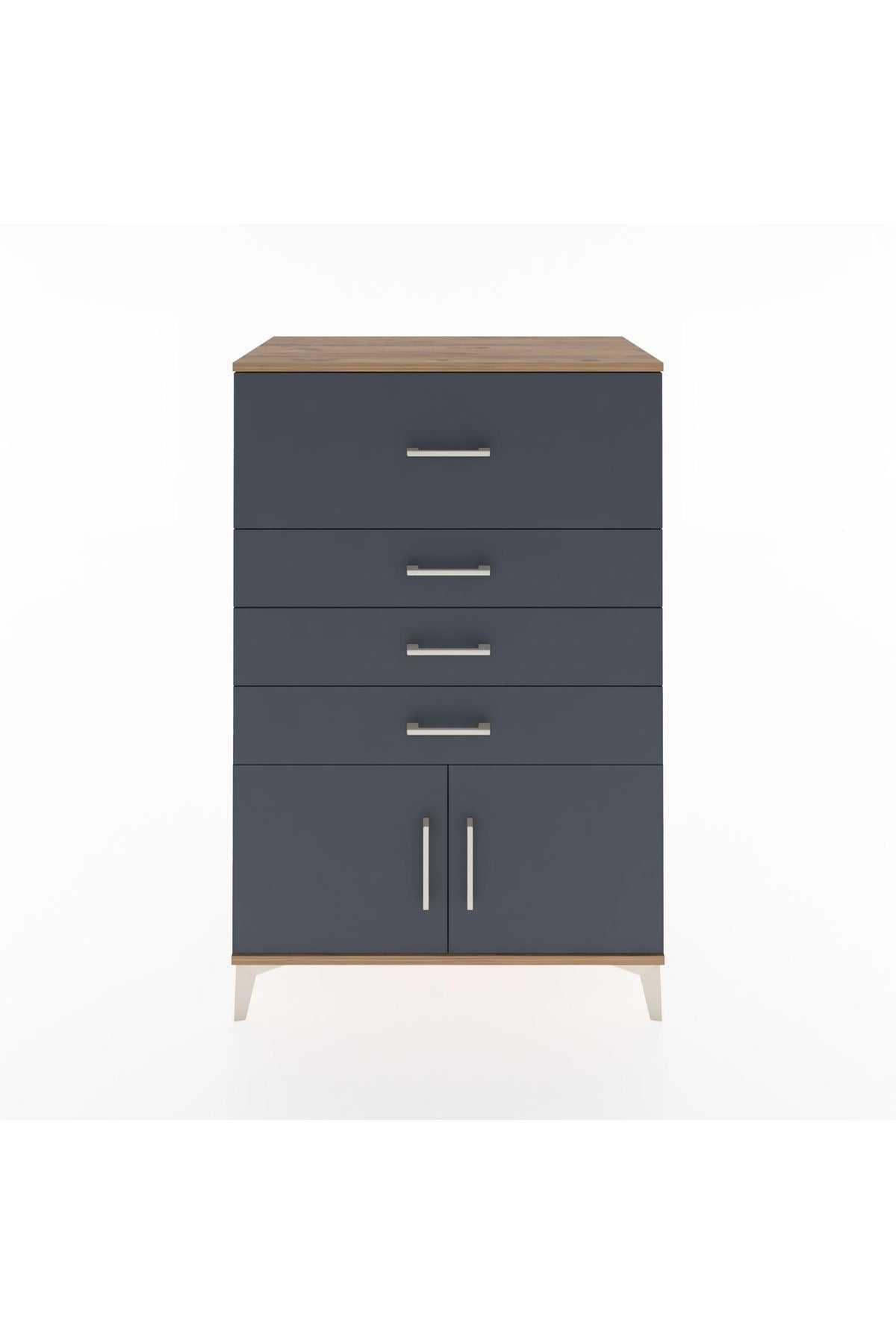 Hyperion Dolap 4 Çekmeceli 2 Kapaklı 88x44x134 Çam-Antrasit