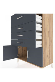 Hyperion Dolap 4 Çekmeceli 2 Kapaklı 88x44x134 Çam-Antrasit