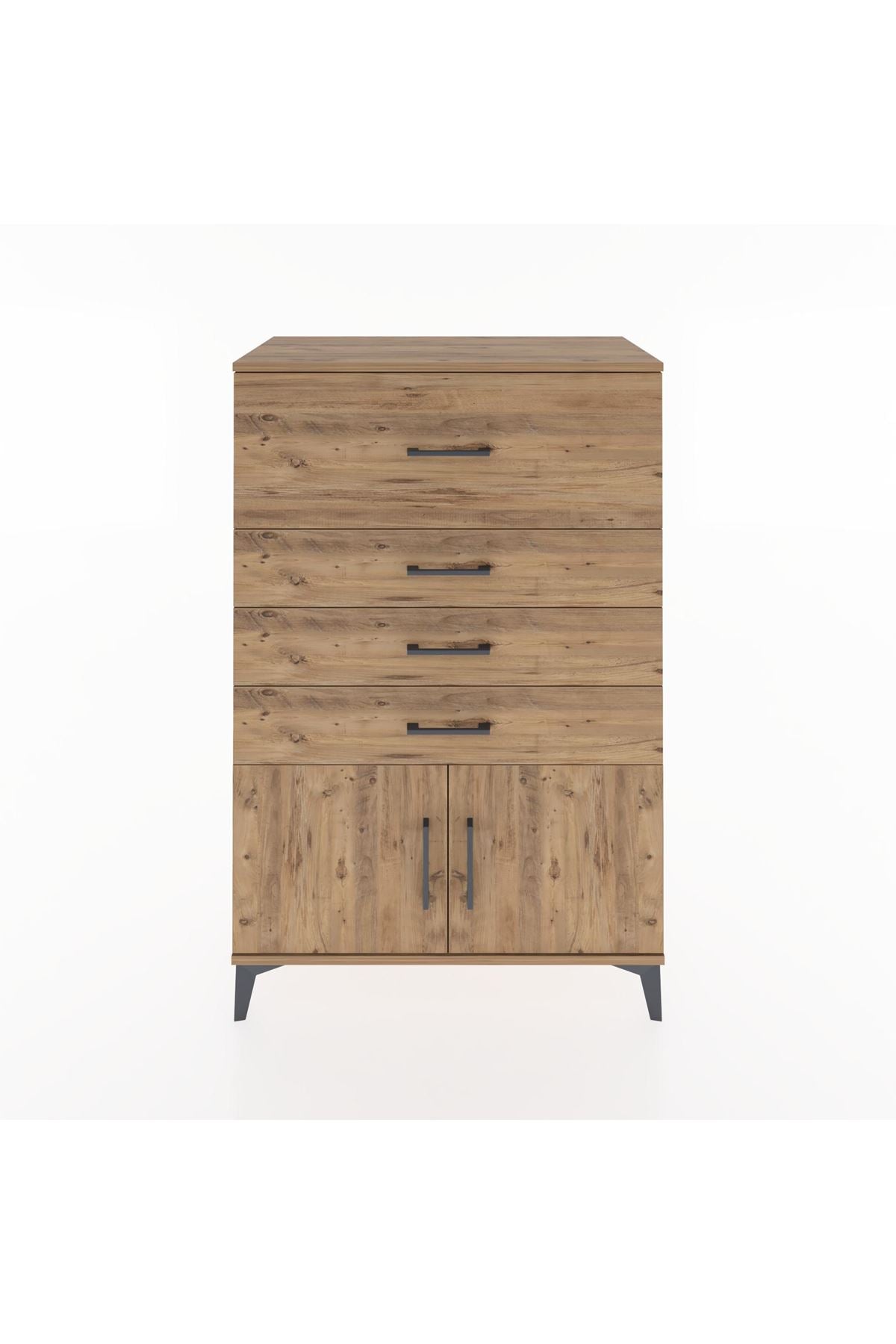 Hyperion Dolap 4 Çekmeceli 2 Kapaklı 88x44x134 Çam-Çam