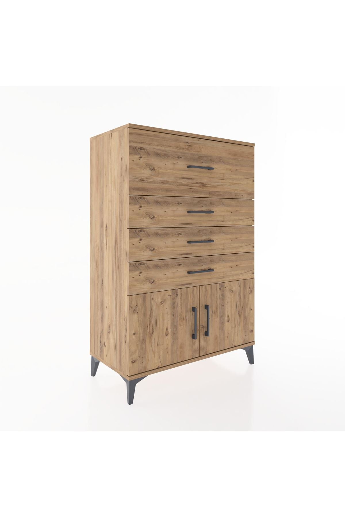Hyperion Dolap 4 Çekmeceli 2 Kapaklı 88x44x134 Çam-Çam