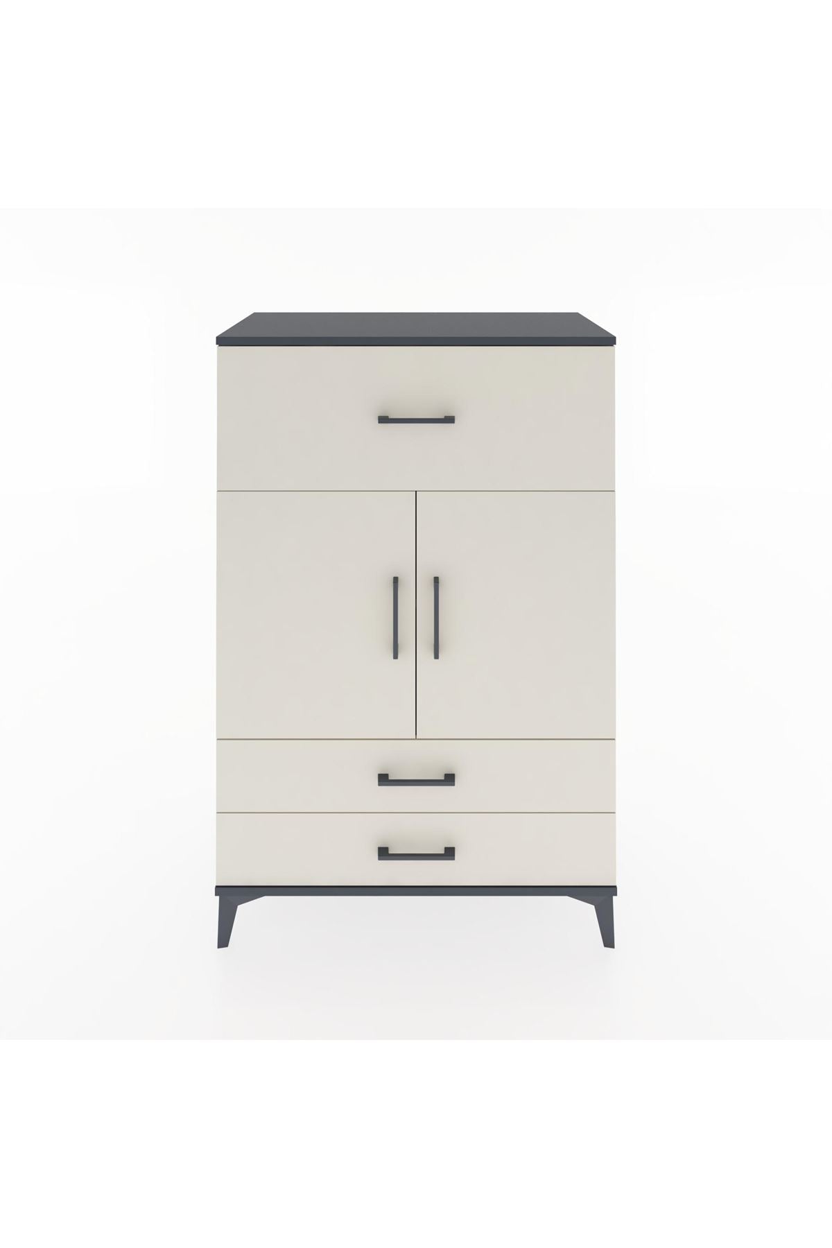 Hyperion Dolap 2 Raflı 3 Çekmeceli 2 Kapaklı 88x44x134 Antrasit-Aytaşı