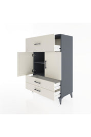 Hyperion Dolap 2 Raflı 3 Çekmeceli 2 Kapaklı 88x44x134 Antrasit-Aytaşı