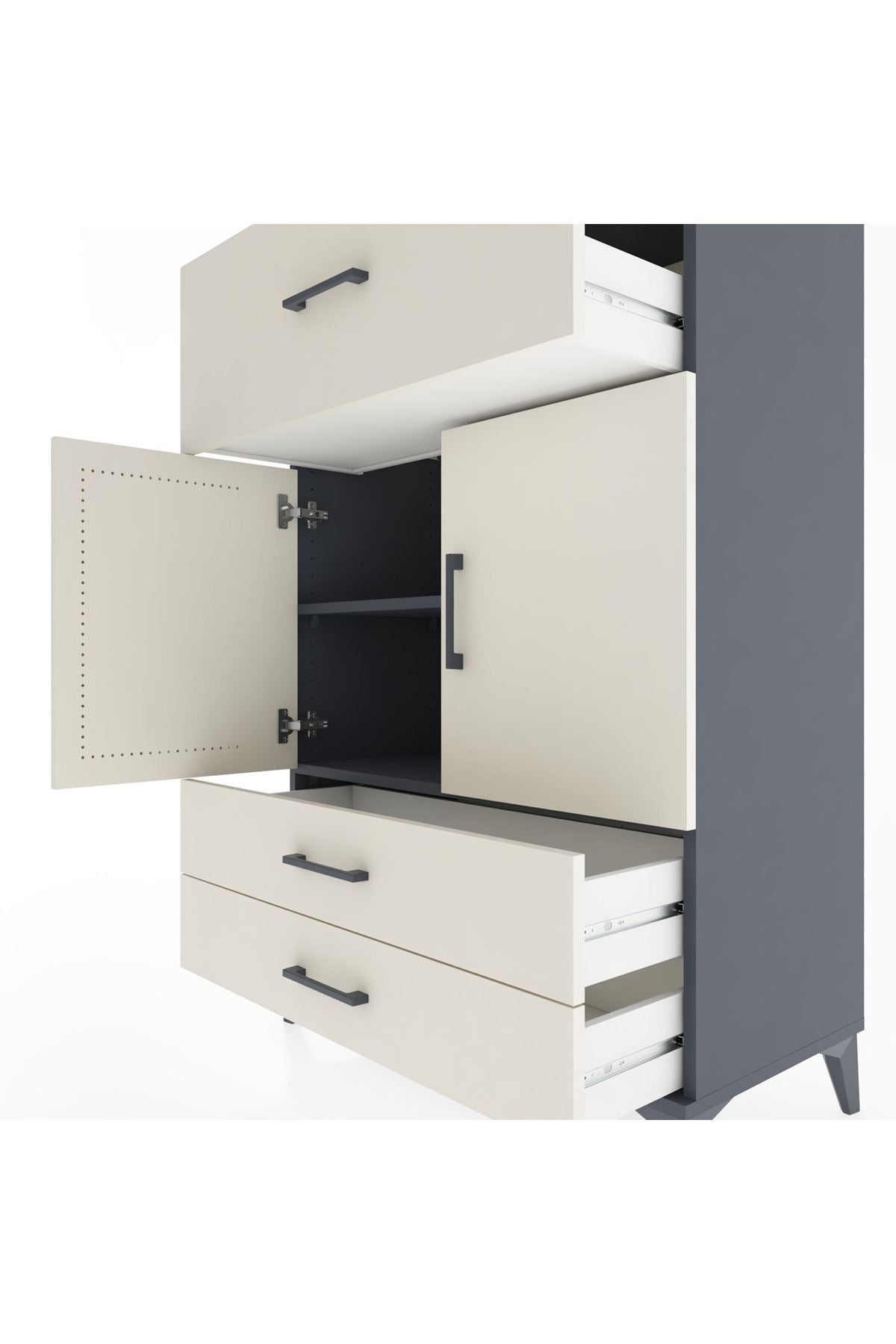 Hyperion Dolap 2 Raflı 3 Çekmeceli 2 Kapaklı 88x44x134 Antrasit-Aytaşı