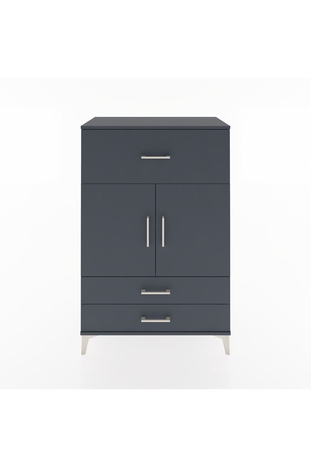 Hyperion Dolap 2 Raflı 3 Çekmeceli 2 Kapaklı 88x44x134 Antrasit-Antrasit