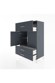 Hyperion Dolap 2 Raflı 3 Çekmeceli 2 Kapaklı 88x44x134 Antrasit-Antrasit