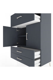 Hyperion Dolap 2 Raflı 3 Çekmeceli 2 Kapaklı 88x44x134 Antrasit-Antrasit