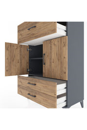Hyperion Dolap 2 Raflı 3 Çekmeceli 2 Kapaklı 88x44x134 Antrasit-Çam