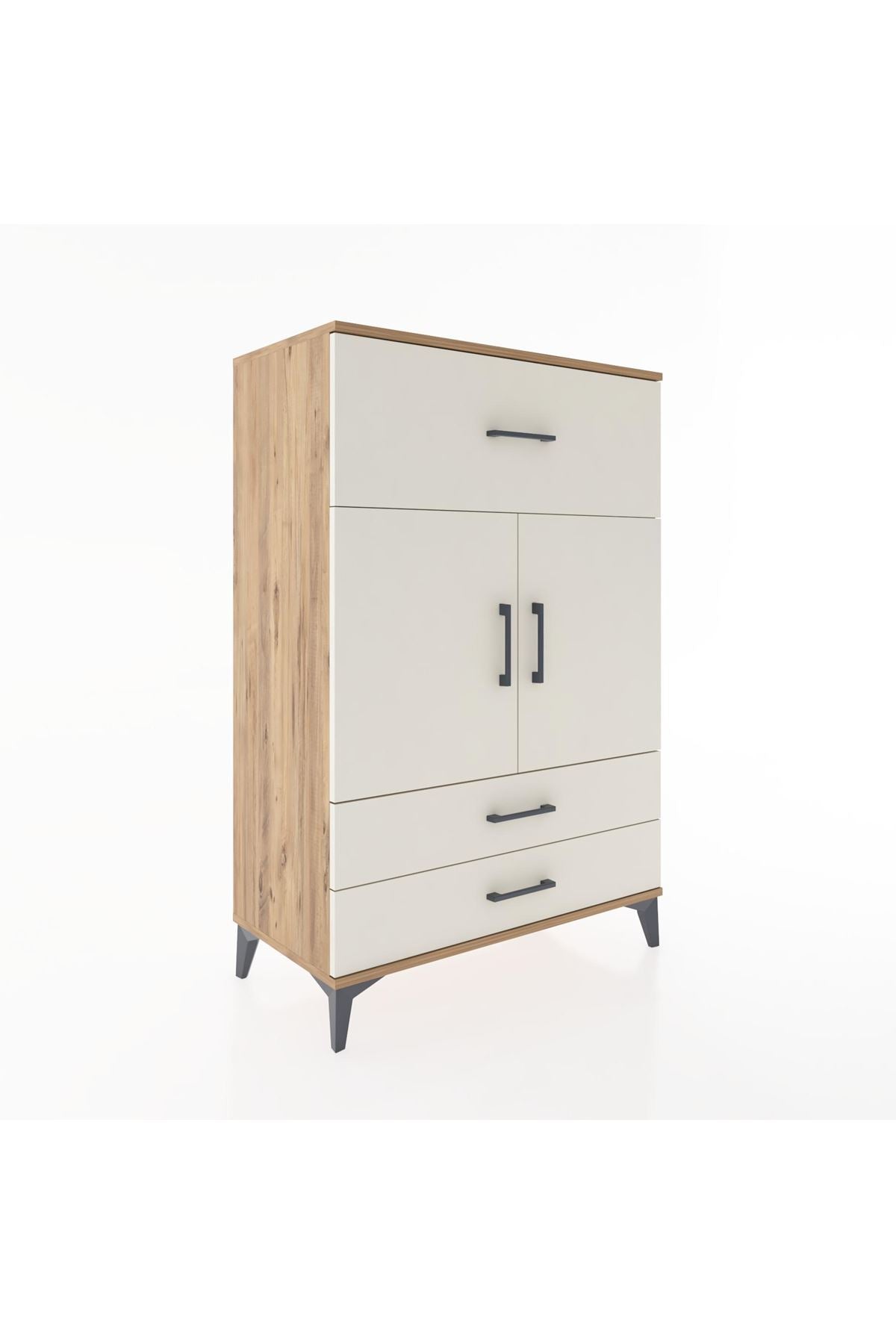 Hyperion Dolap 2 Raflı 3 Çekmeceli 2 Kapaklı 88x44x134 Çam-Aytaşı