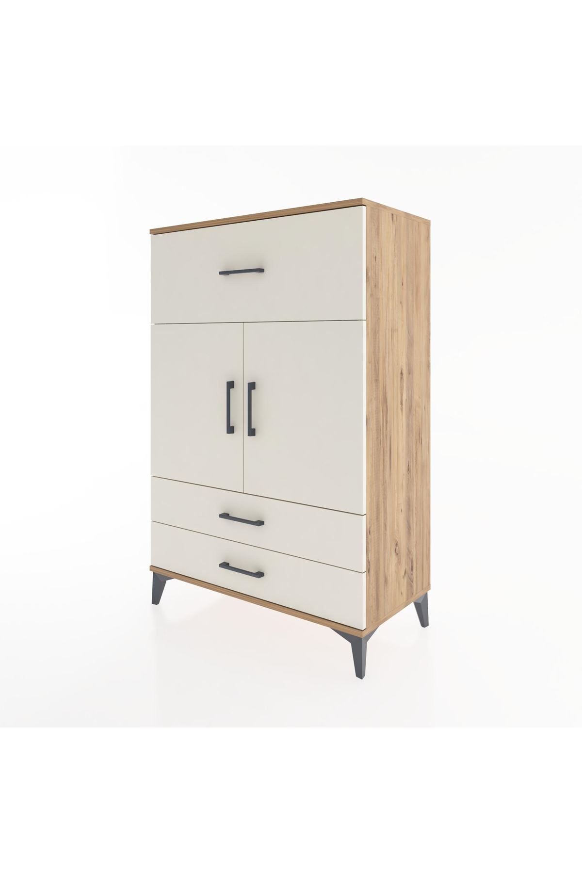 Hyperion Dolap 2 Raflı 3 Çekmeceli 2 Kapaklı 88x44x134 Çam-Aytaşı