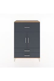 Hyperion Dolap 2 Raflı 3 Çekmeceli 2 Kapaklı 88x44x134 Çam-Antrasit