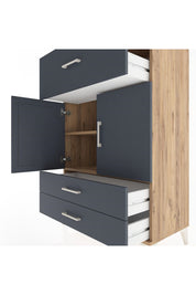 Hyperion Dolap 2 Raflı 3 Çekmeceli 2 Kapaklı 88x44x134 Çam-Antrasit