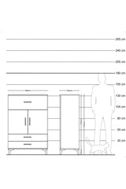 Hyperion Dolap 2 Raflı 3 Çekmeceli 2 Kapaklı 88x44x134 Çam-Antrasit