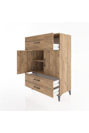 Hyperion Dolap 2 Raflı 3 Çekmeceli 2 Kapaklı 88x44x134 Çam-Çam