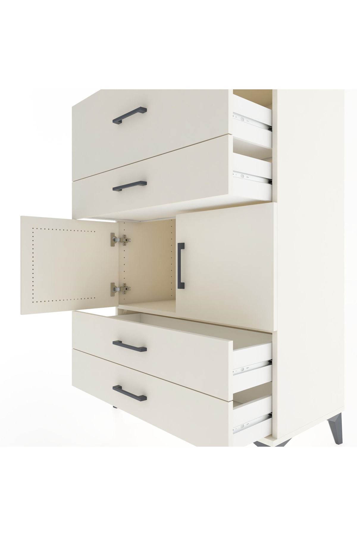 Hyperion Dolap Tek Raflı 4 Çekmeceli 2 Kapaklı 88x44x134 - S51M027V1B