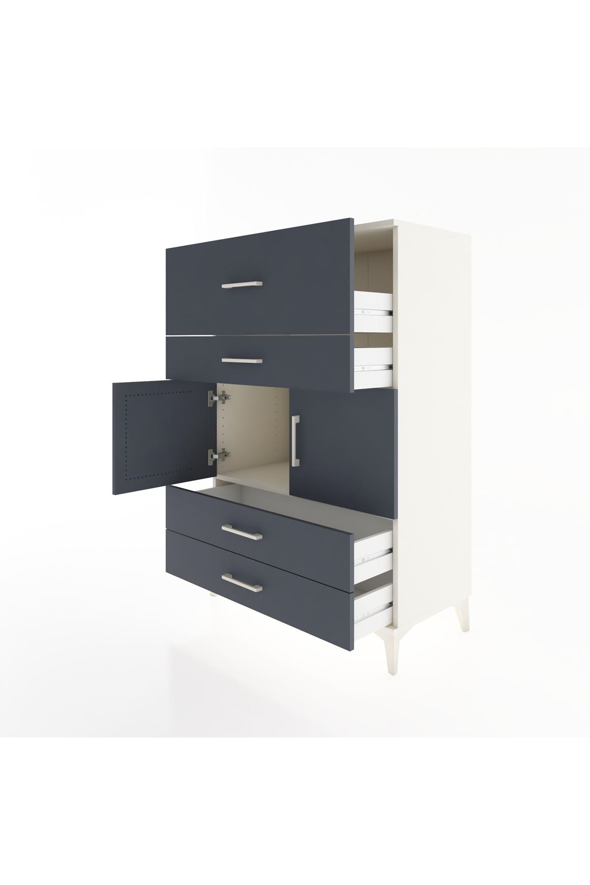 Hyperion Dolap Tek Raflı 4 Çekmeceli 2 Kapaklı 88x44x134 - S51M027V2B