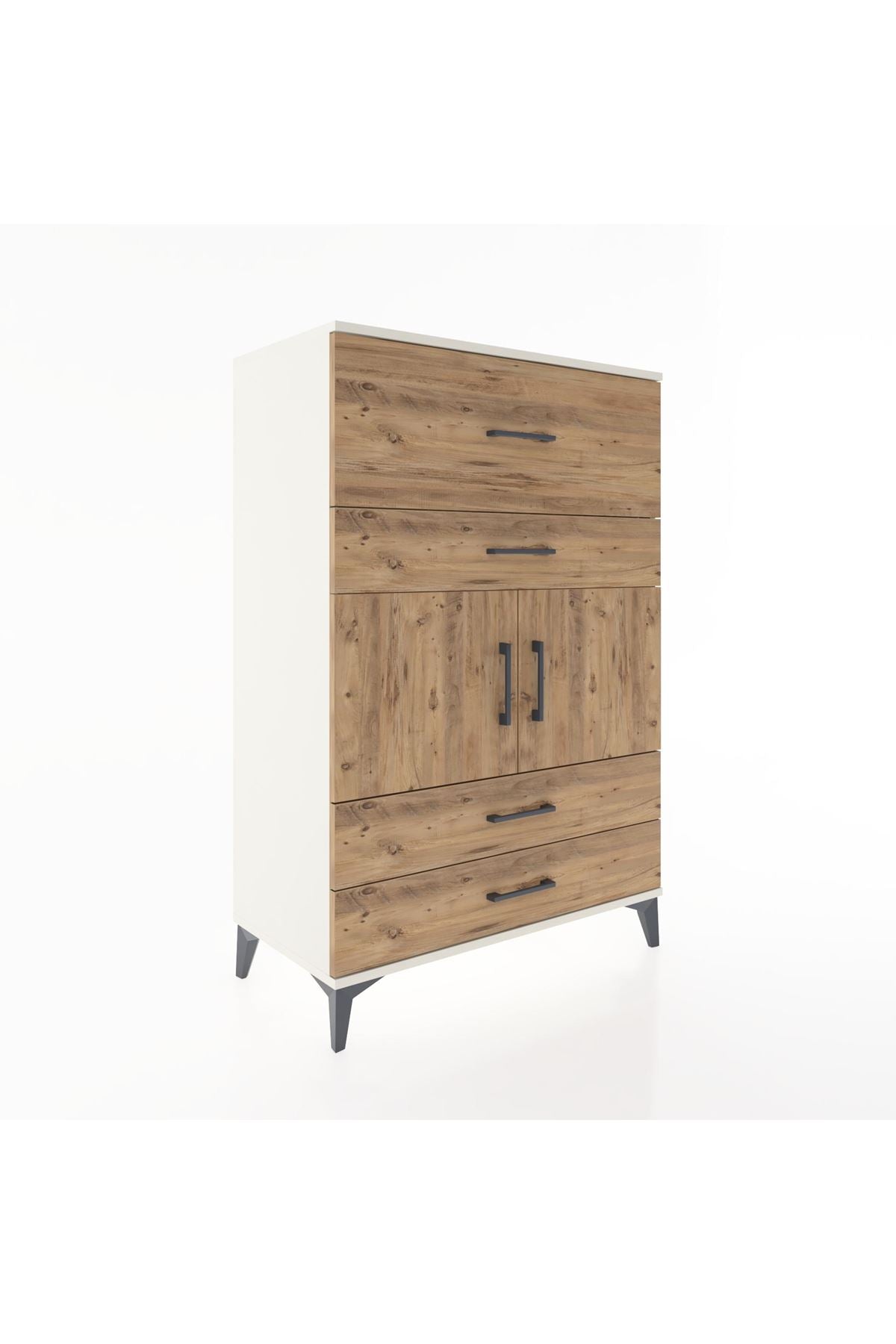Hyperion Dolap Tek Raflı 4 Çekmeceli 2 Kapaklı 88x44x134 - S51M027V3B