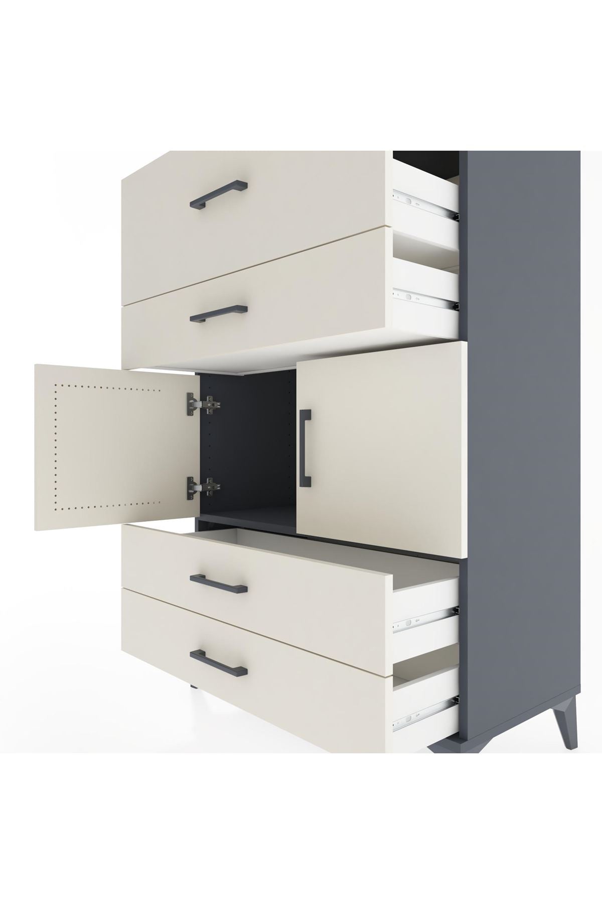 Hyperion Dolap Tek Raflı 4 Çekmeceli 2 Kapaklı 88x44x134 - S51M027V4B