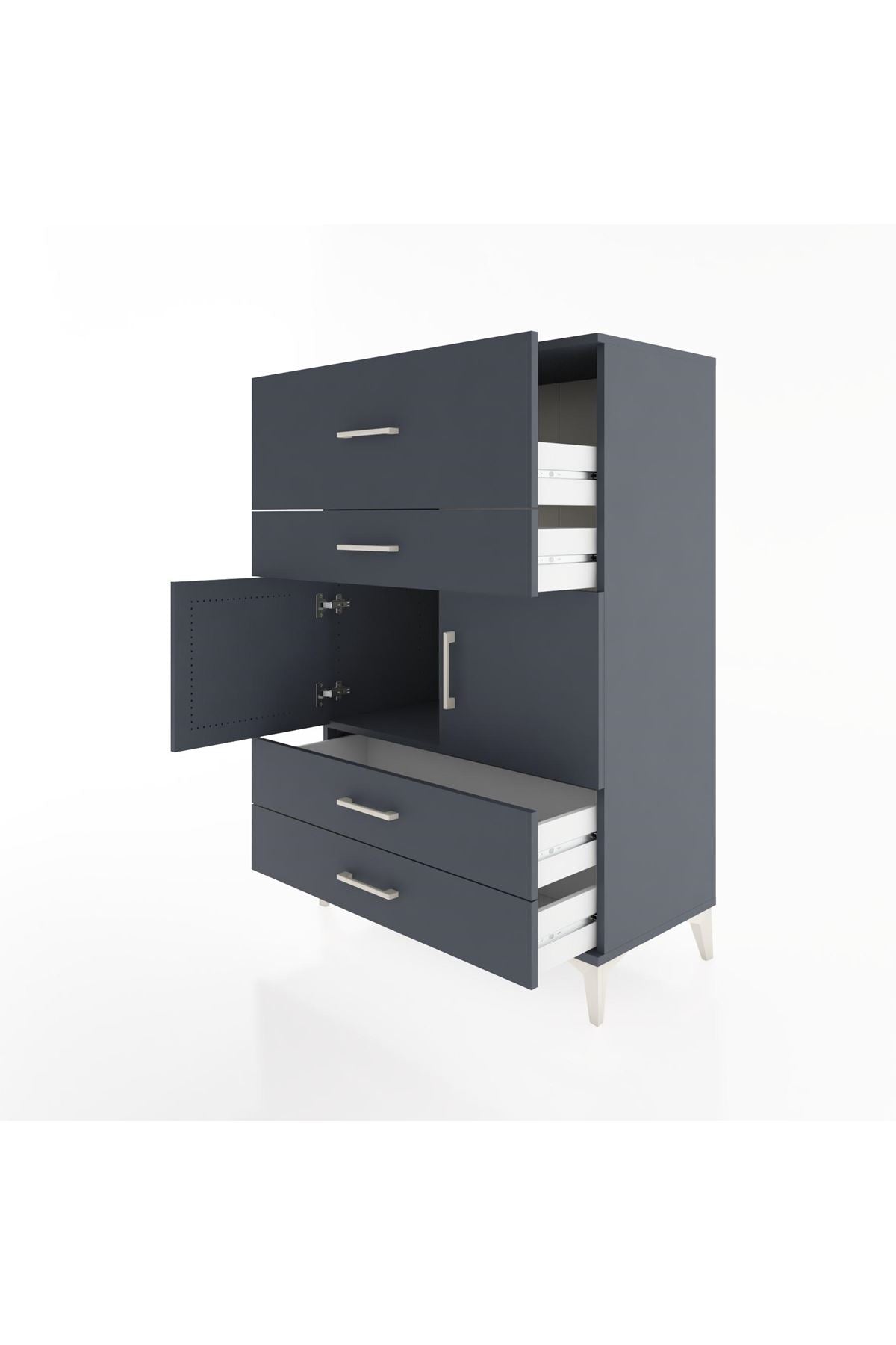 Hyperion Dolap Tek Raflı 4 Çekmeceli 2 Kapaklı 88x44x134 - S51M027V5B