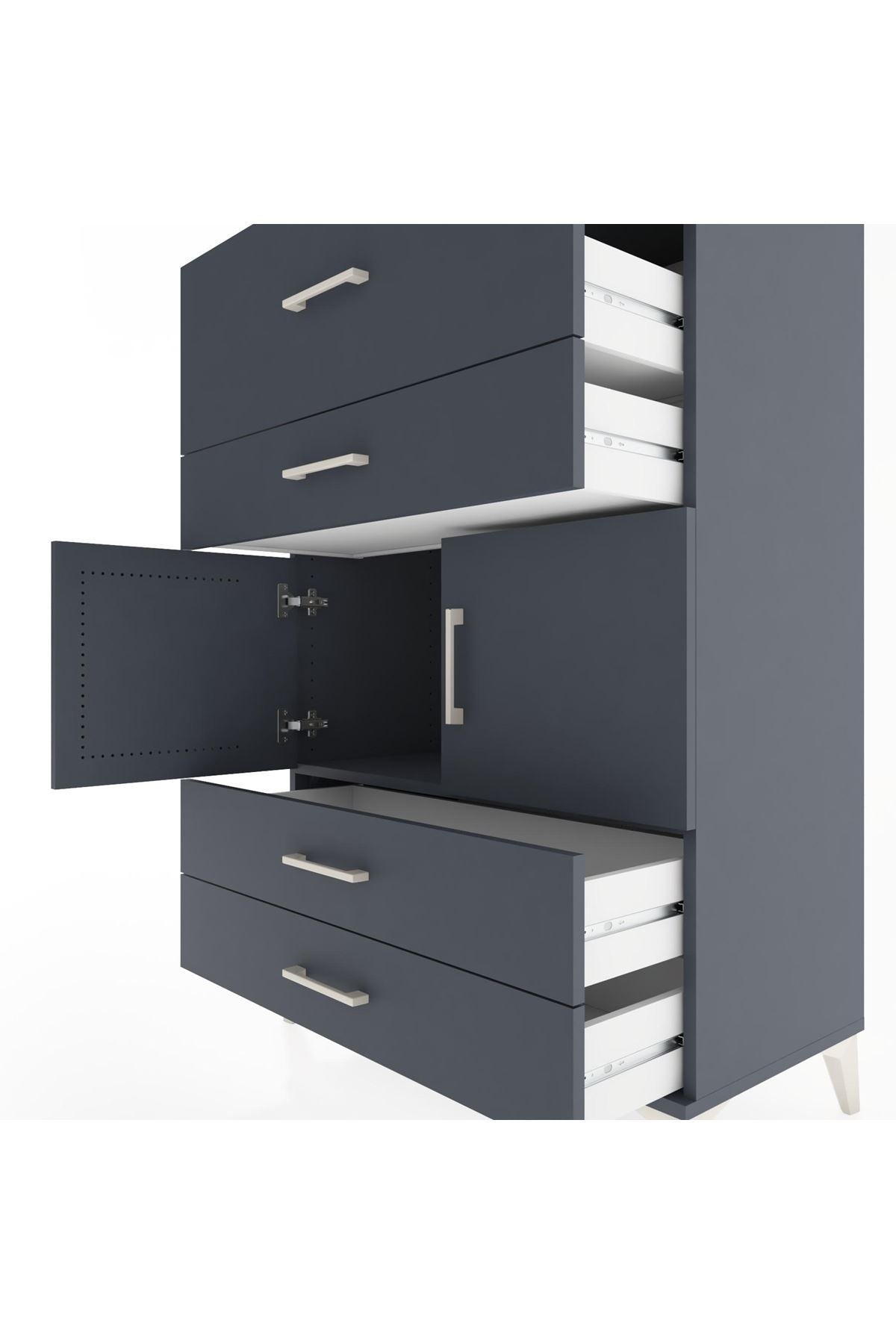 Hyperion Dolap Tek Raflı 4 Çekmeceli 2 Kapaklı 88x44x134 - S51M027V5B