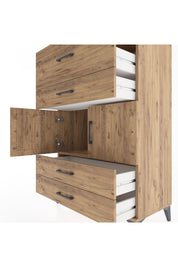 Hyperion Dolap Tek Raflı 4 Çekmeceli 2 Kapaklı 88x44x134 Çam-Çam