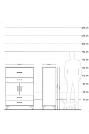 Hyperion Dolap Tek Raflı 4 Çekmeceli 2 Kapaklı 88x44x134 Çam-Çam