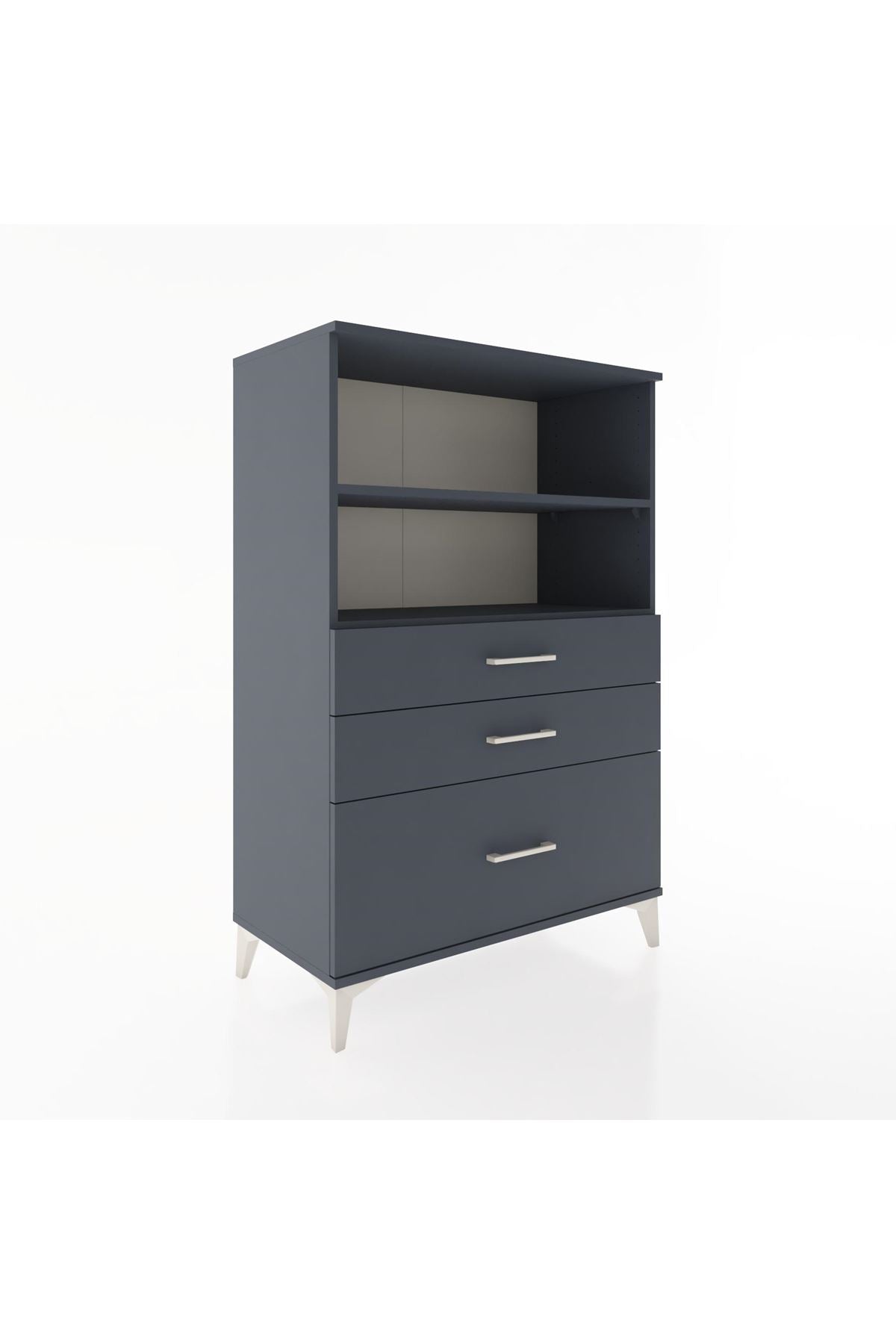 Hyperion Dolap 2 Raflı 3 Çekmeceli 88x44x134 Antrasit-Antrasit