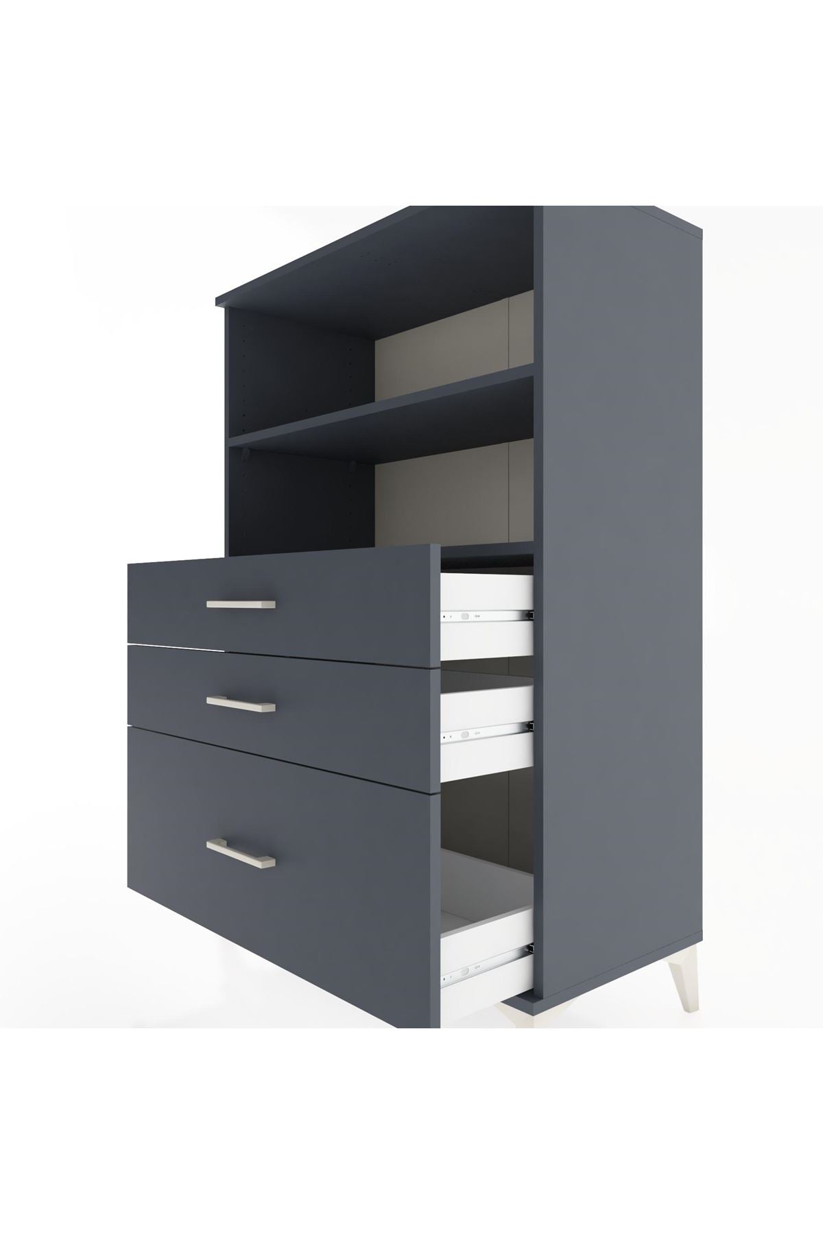 Hyperion Dolap 2 Raflı 3 Çekmeceli 88x44x134 Antrasit-Antrasit