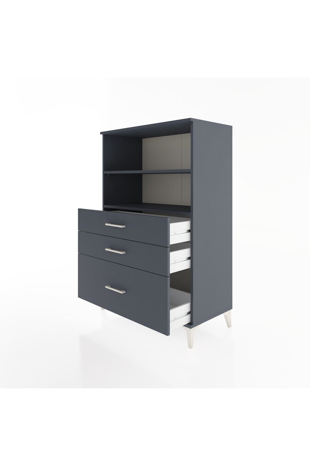 Hyperion Dolap 2 Raflı 3 Çekmeceli 88x44x134 Antrasit-Antrasit