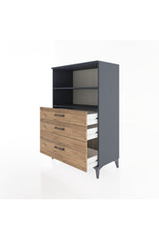 Hyperion Dolap 2 Raflı 3 Çekmeceli 88x44x134 Antrasit-Çam