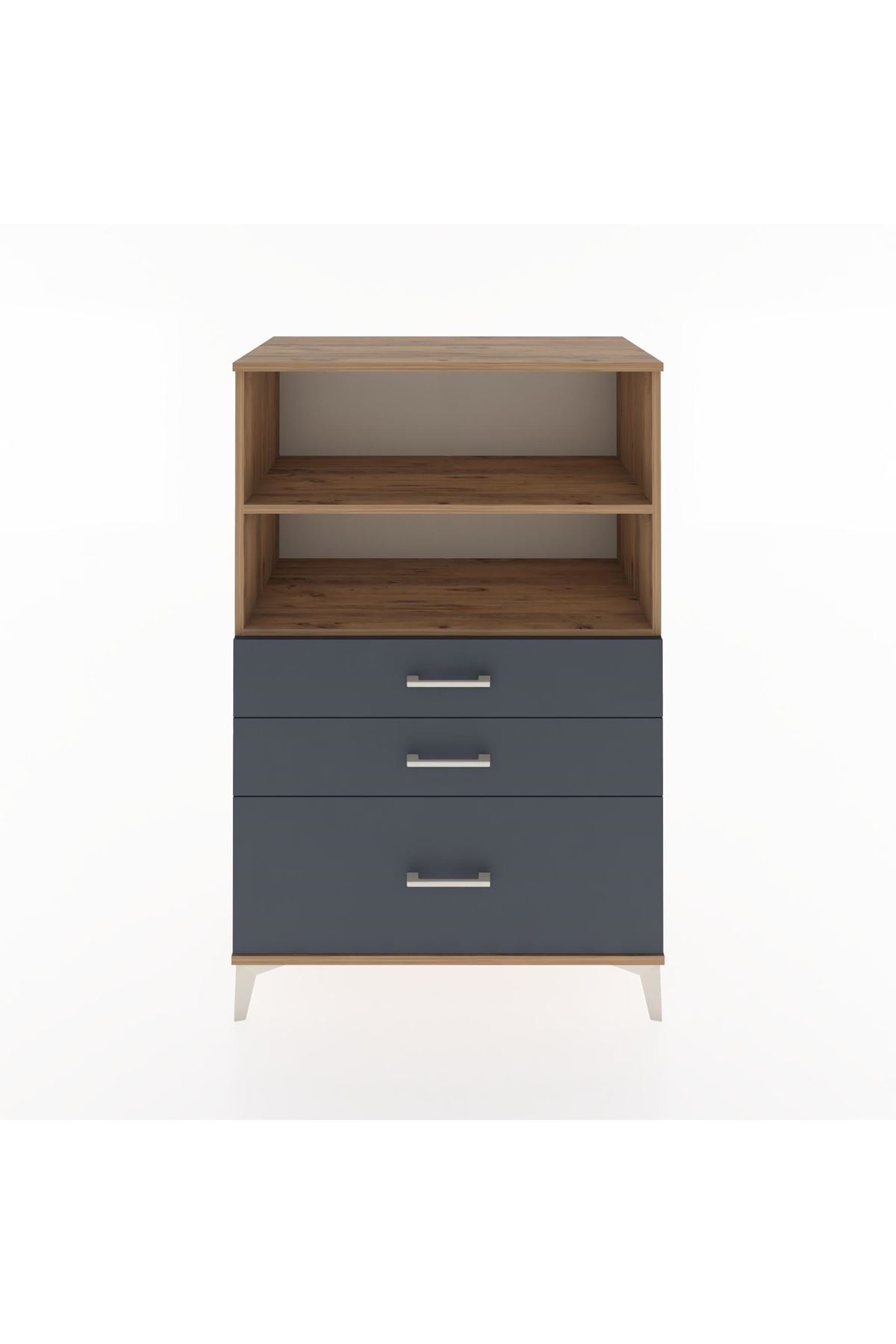 Hyperion Dolap 2 Raflı 3 Çekmeceli 88x44x134 Çam-Antrasit