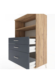 Hyperion Dolap 2 Raflı 3 Çekmeceli 88x44x134 Çam-Antrasit