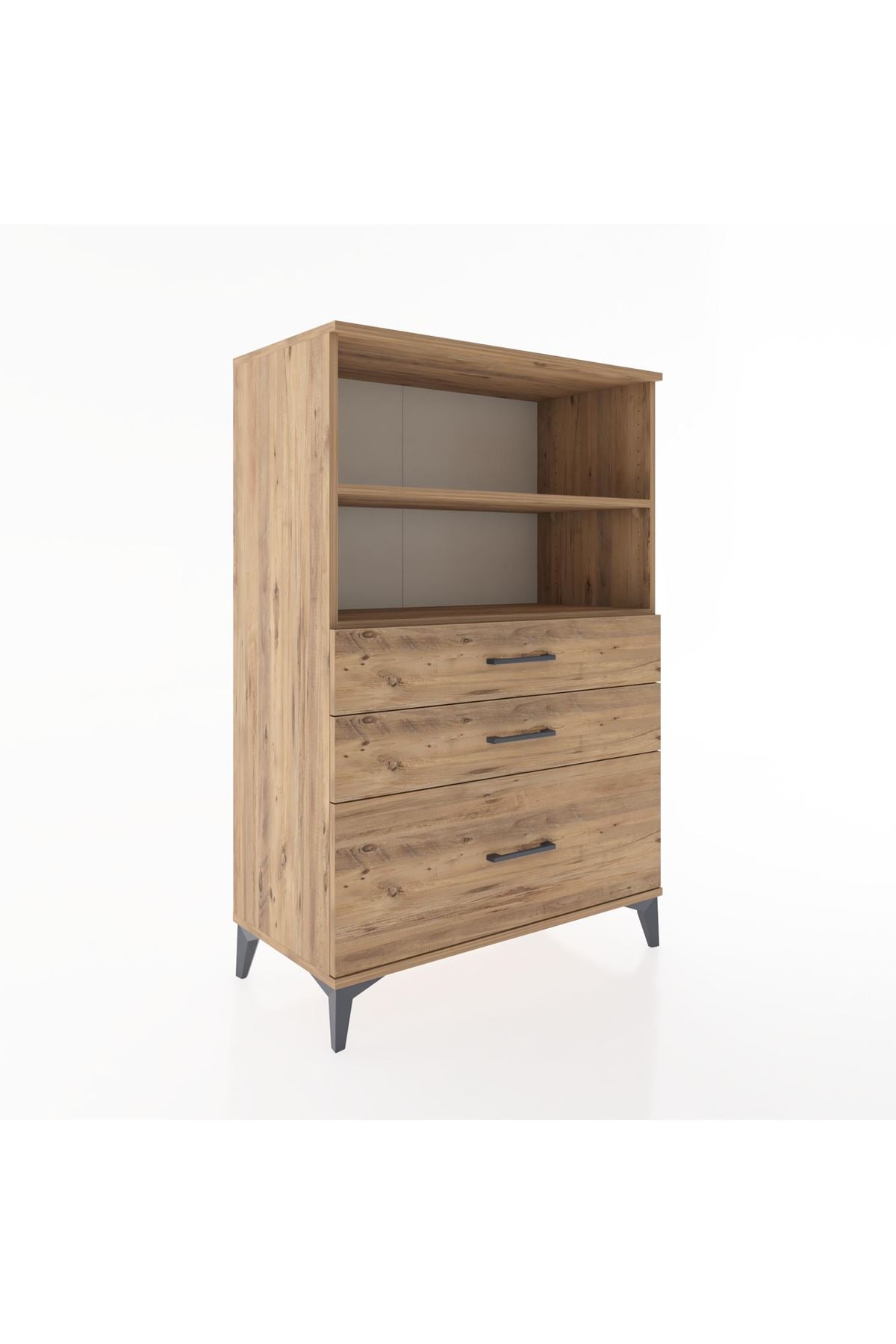 Hyperion Dolap 2 Raflı 3 Çekmeceli 88x44x134 Çam-Çam