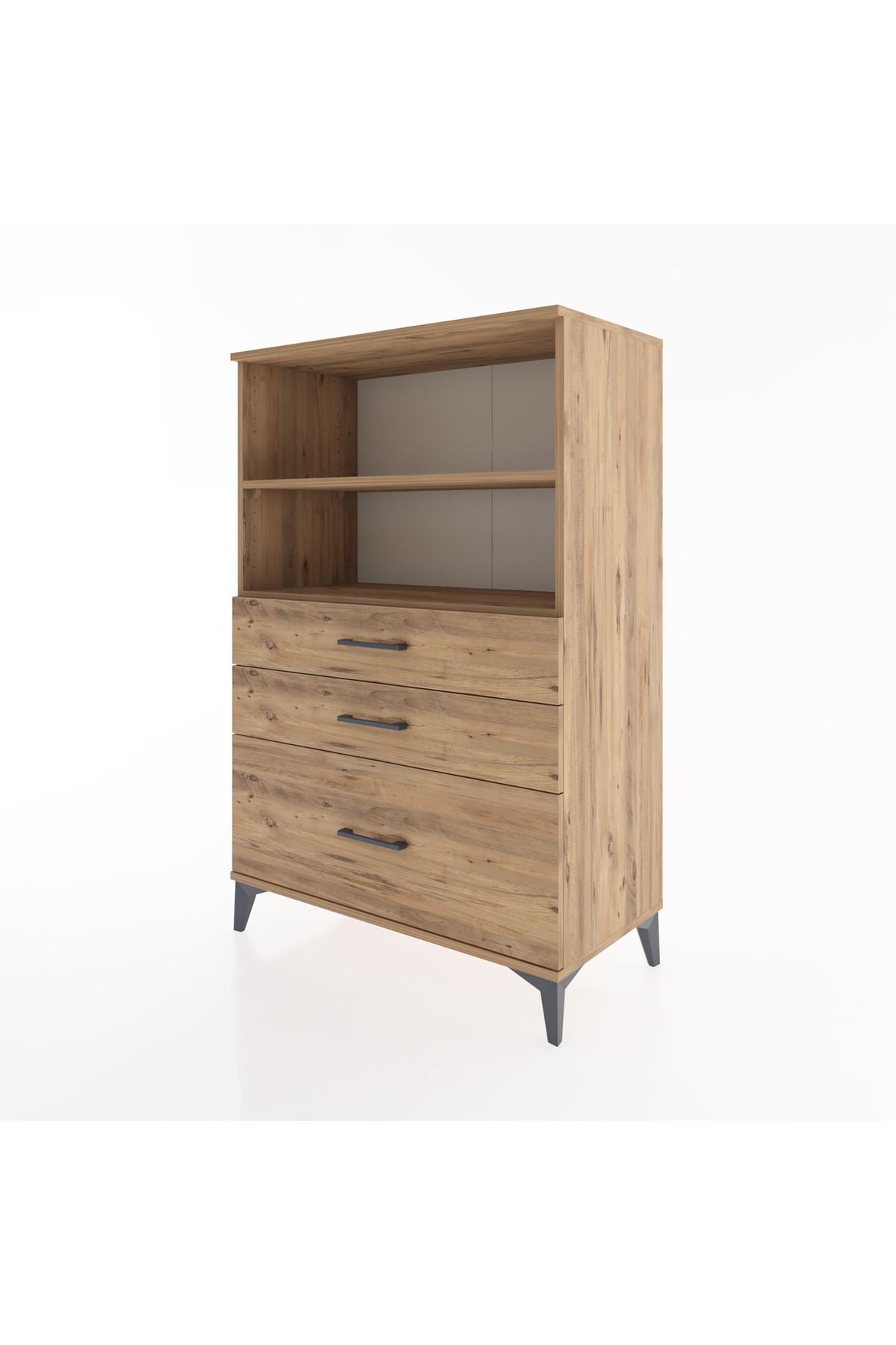 Hyperion Dolap 2 Raflı 3 Çekmeceli 88x44x134 Çam-Çam