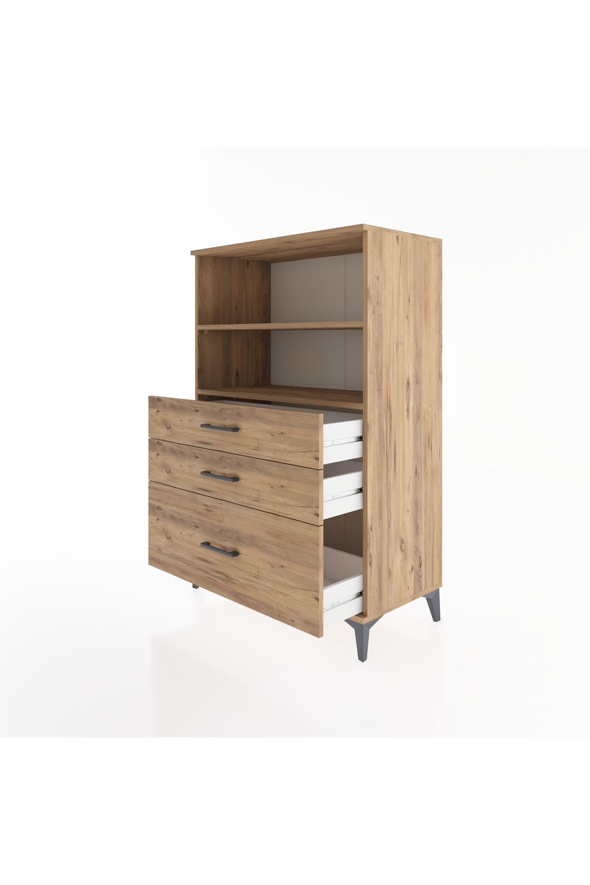 Hyperion Dolap 2 Raflı 3 Çekmeceli 88x44x134 Çam-Çam