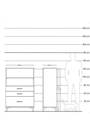 Hyperion Dolap 2 Raflı 3 Çekmeceli 88x44x134 Çam-Çam