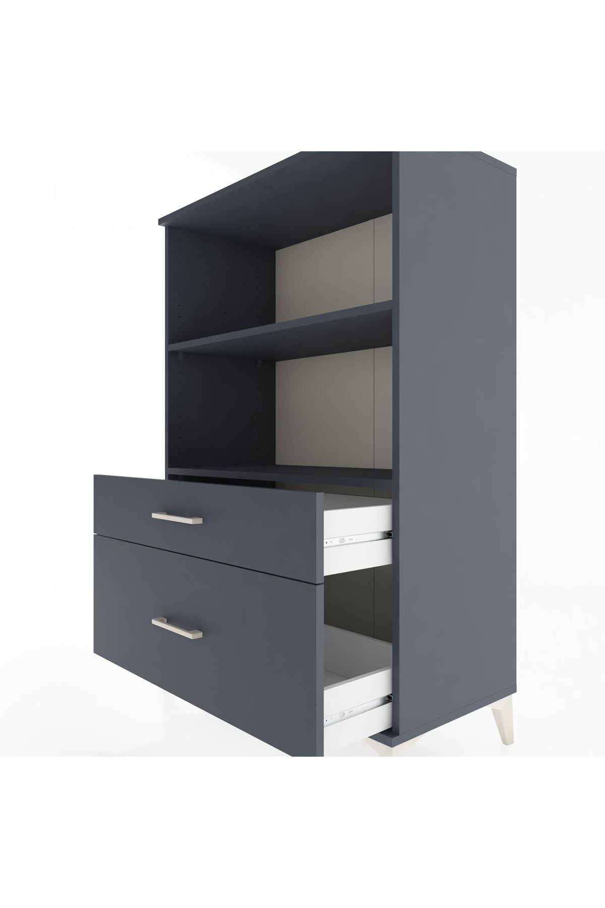 Hyperion Dolap 2 Raflı 2 Çekmeceli 88x44x134 Antrasit-Antrasit