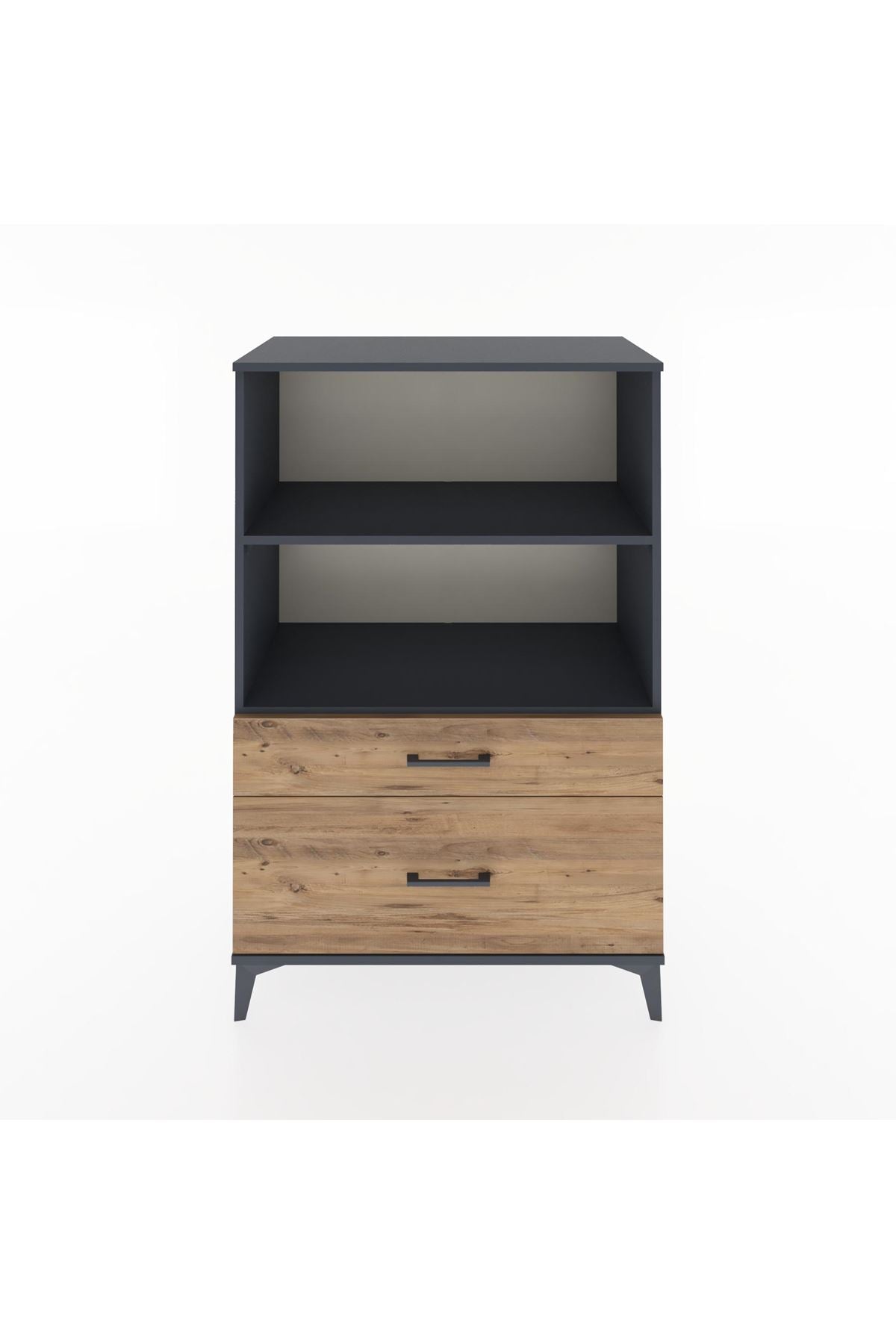 Hyperion Dolap 2 Raflı 2 Çekmeceli 88x44x134 Antrasit-Çam
