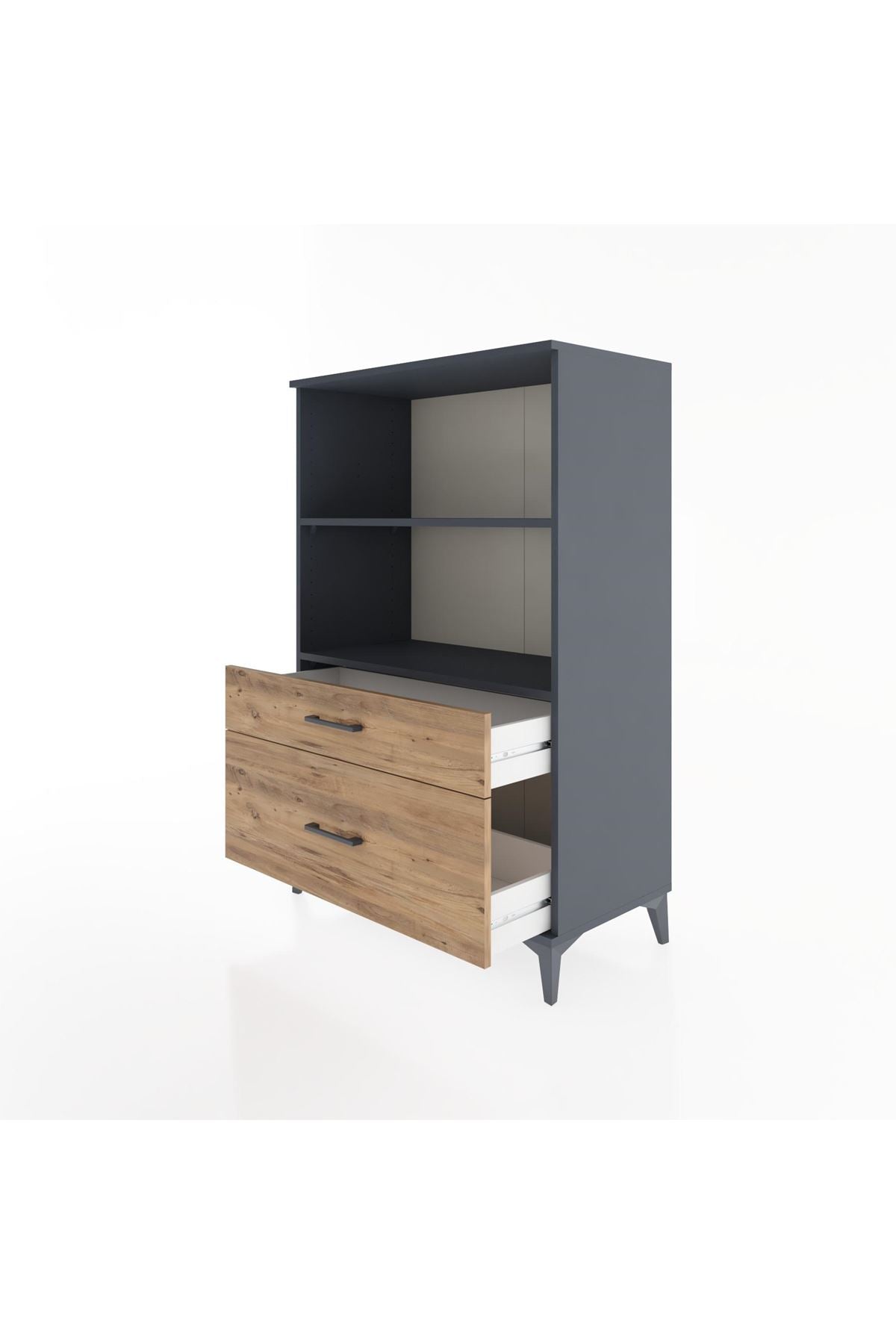 Hyperion Dolap 2 Raflı 2 Çekmeceli 88x44x134 Antrasit-Çam