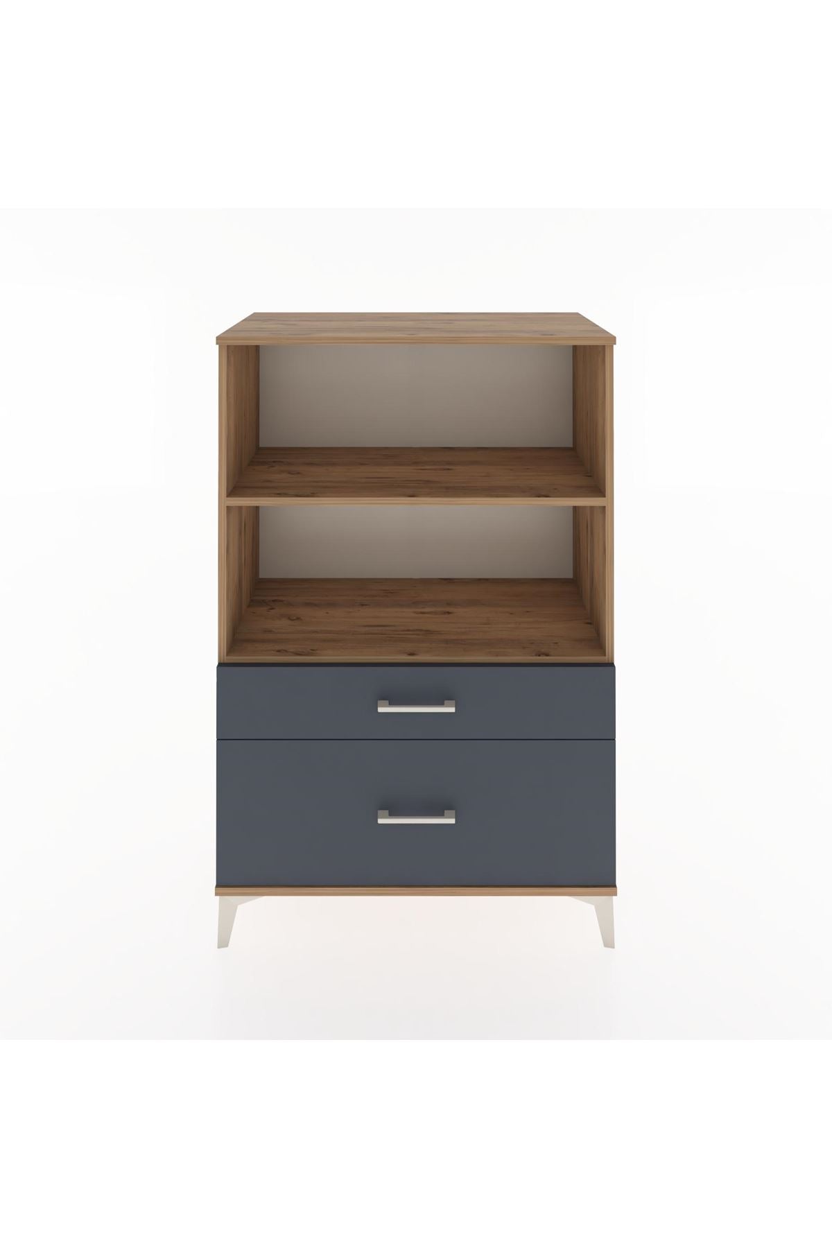 Hyperion Dolap 2 Raflı 2 Çekmeceli 88x44x134 Çam-Antrasit